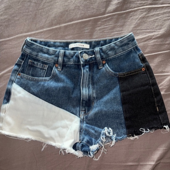 PacSun Pants - PacSun High Rise Festival Colorblock Denim Cutoff Shorts Size 23